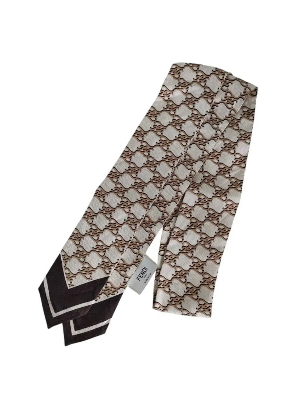 Fendi Lapis Silk Scarf Beige Brown